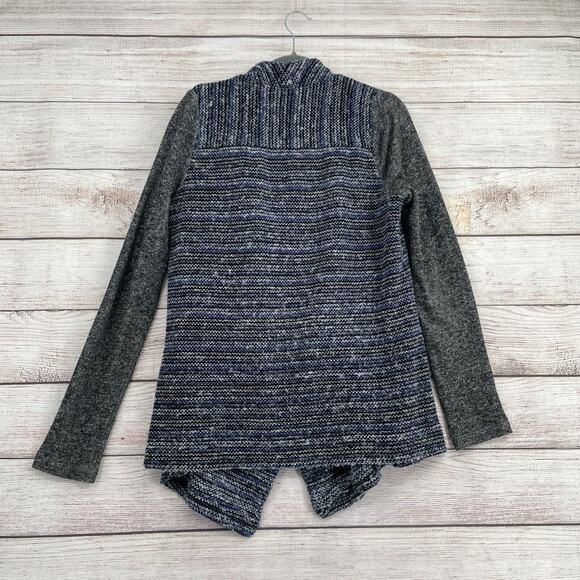 Lucky Brand Wool Blend Open Front Cardigan Sweater Women's‎ Medium Blue Striped - Picture 2 of 7